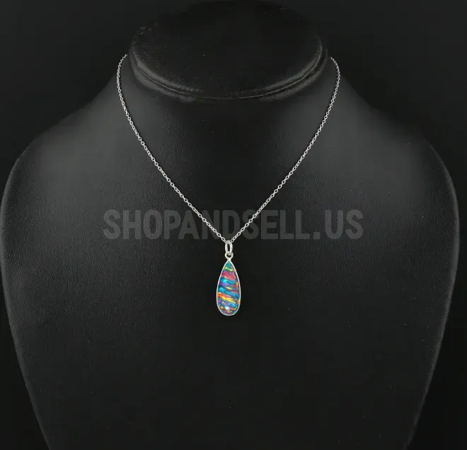 2.5 Ct Blue Line Ethiopian Opal Pendant