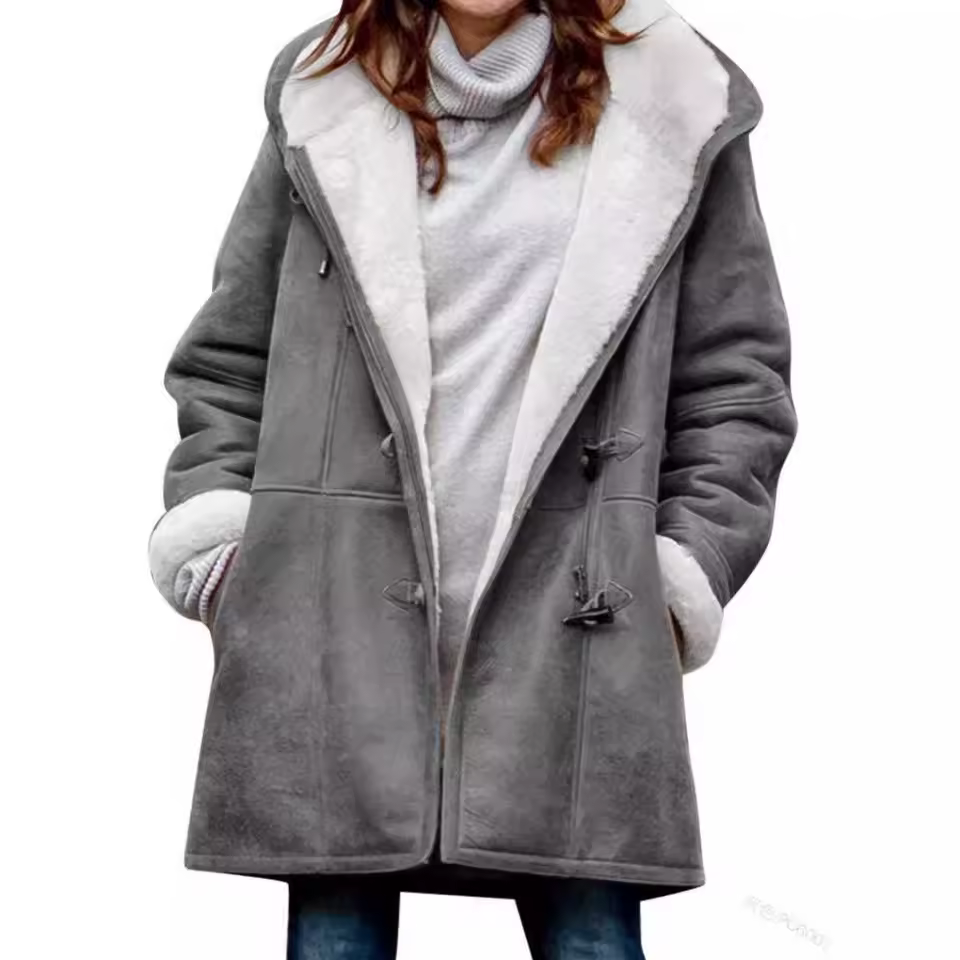  2026New Women's Coat Plush Collar Top Multi-Pocket Design Winter Warm Jacket