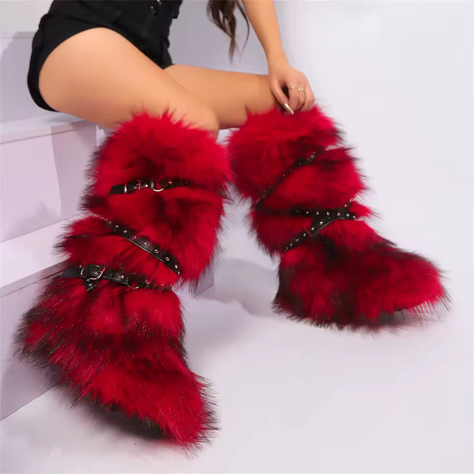 Winter Faux Fur Knee High Boots for Women 