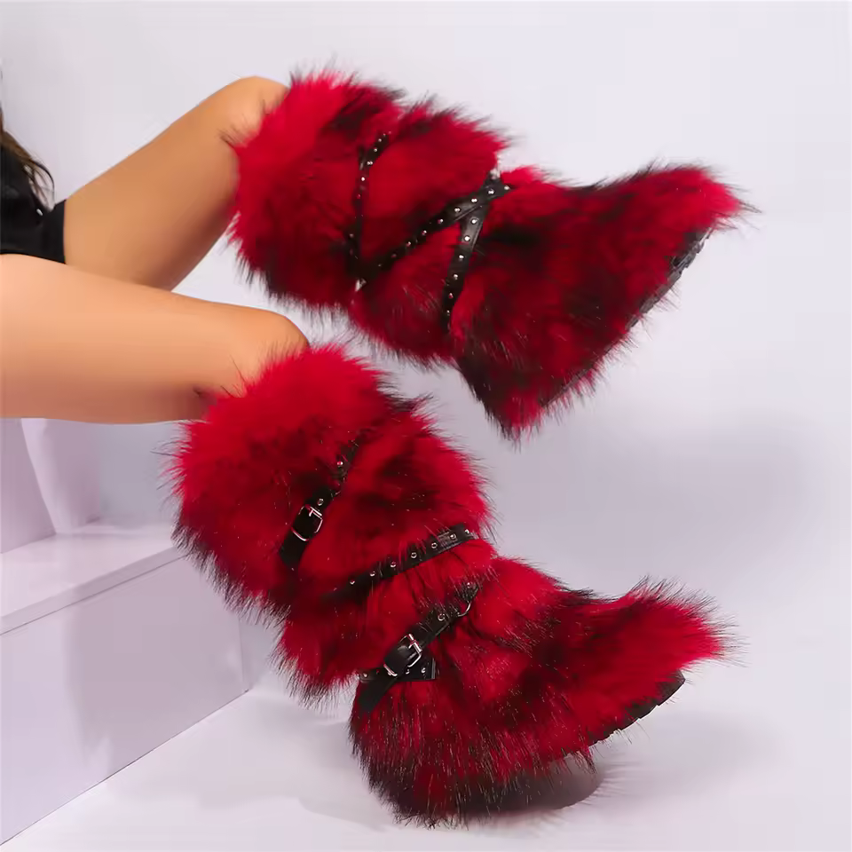 Winter Faux Fur Knee High Boots for Women 