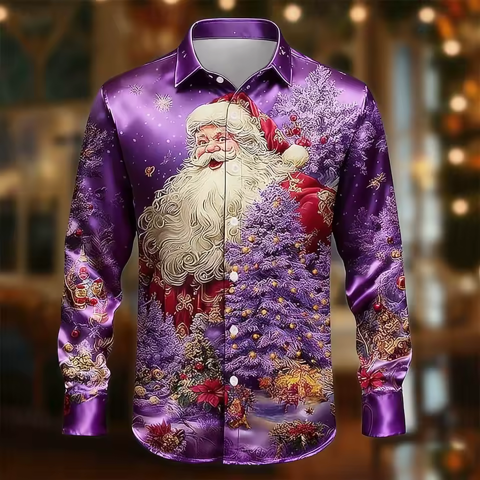Christmas Dress Shirt Long Sleeve Fashion