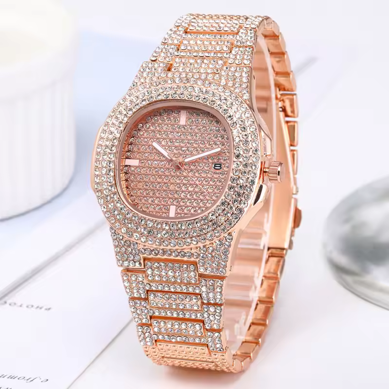 Luxury Full Diamond Men's Stainless Steel Watches