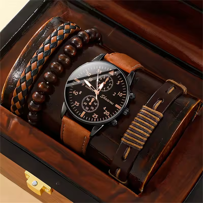 New Men Watch Luxury Bracelet Set Fashion 