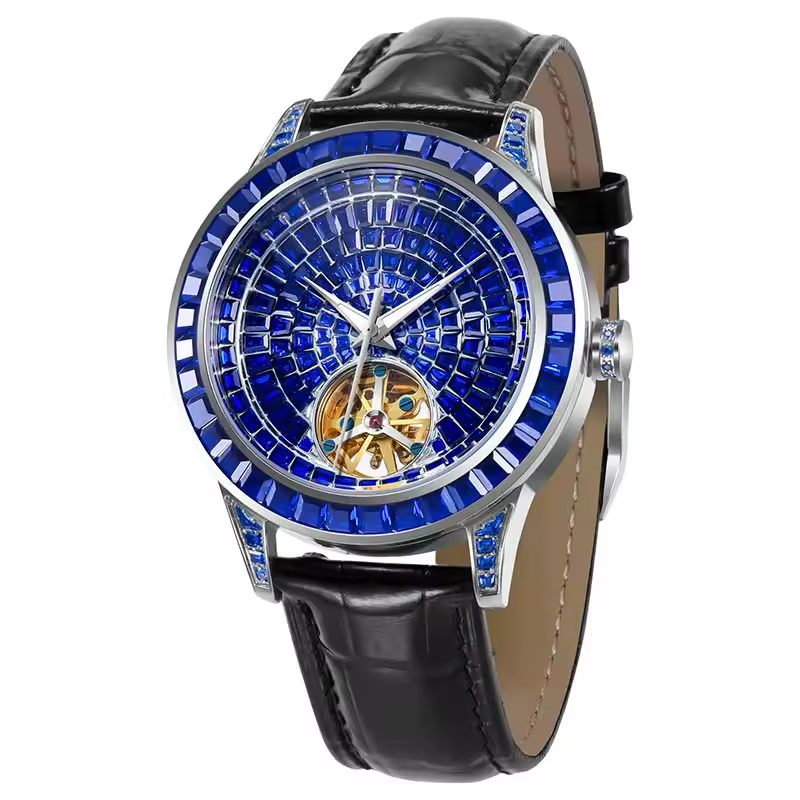 Diamond Men's Watch Leather Glowing Waterproof 