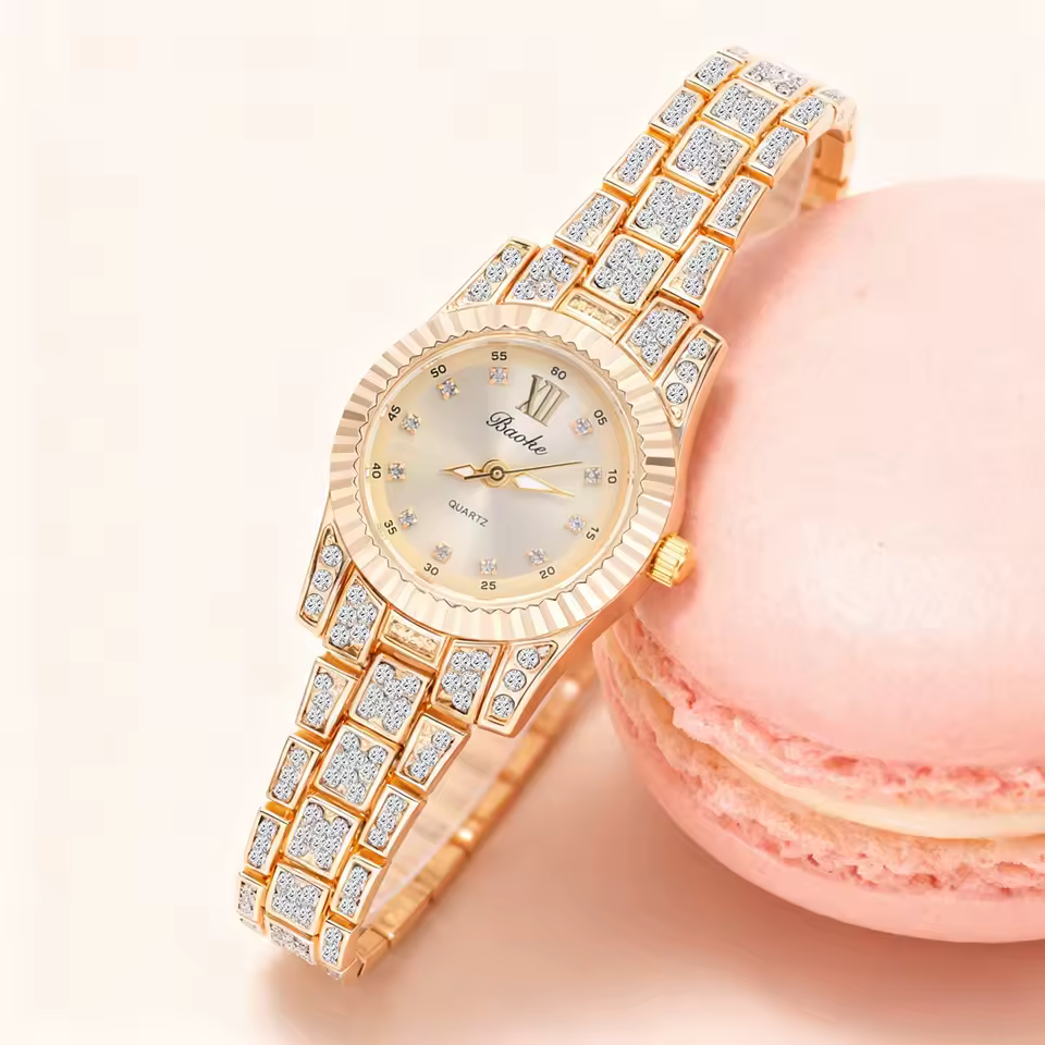 rhinestone scale quartz watch for women