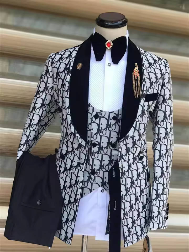 Floral Plaid Men's Suit Blazer 