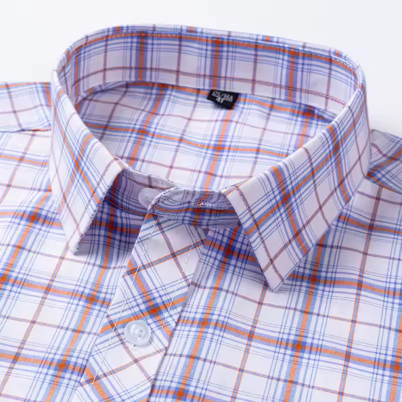  Men's Plaid Shirts Long Sleeve Cotton Checked Shirt 