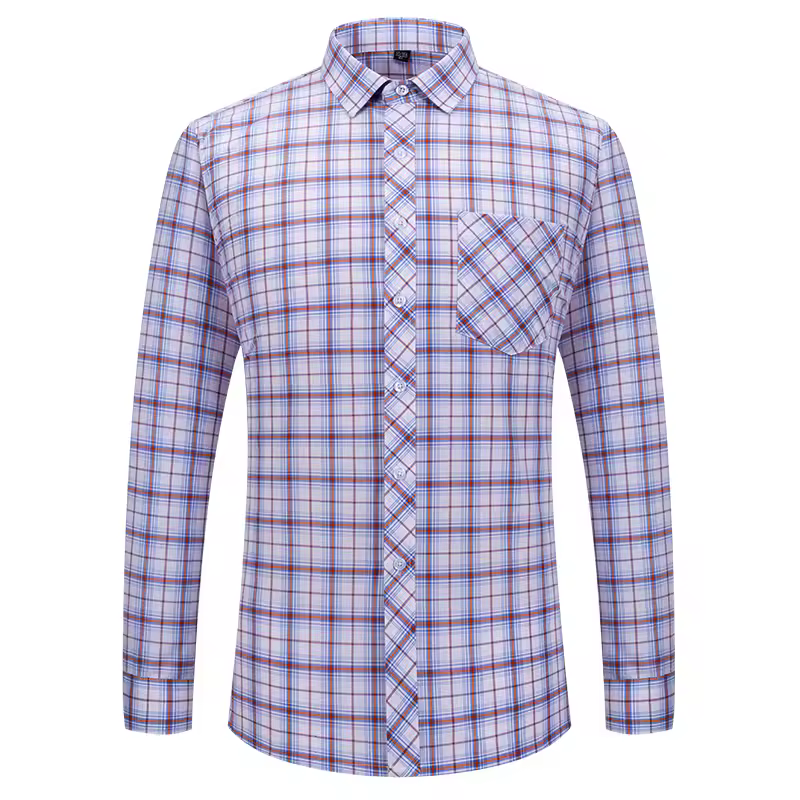  Men's Plaid Shirts Long Sleeve Cotton Checked Shirt 